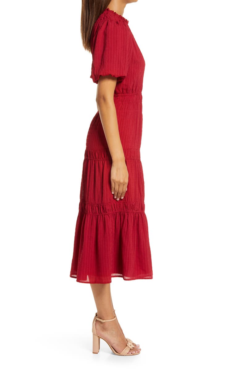 Adelyn Rae Vero Texutred Smock Detail Midi Dress, Alternate, color,