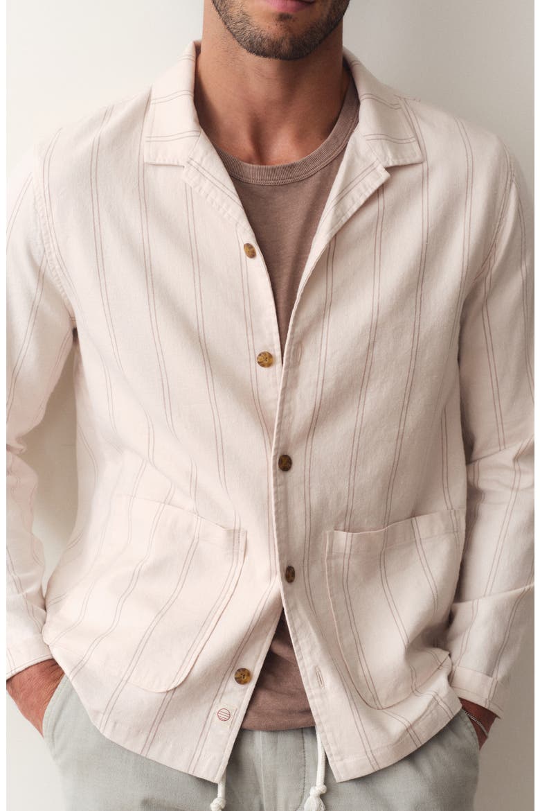 Sergio Hemp Blend Overshirt, Alternate, color, NATURAL/ BROWN STRIPE