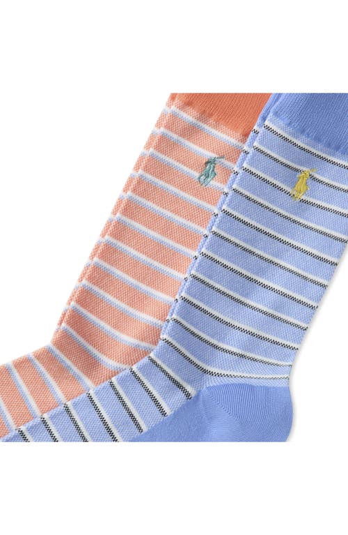 Polo Ralph Lauren Assorted 2-pack Oxford Stripe Dress Socks In Soft Blue/peach