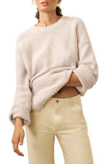Faherty Heirloom Organic Cotton Blend Crewneck Sweater In Seafog Stripe