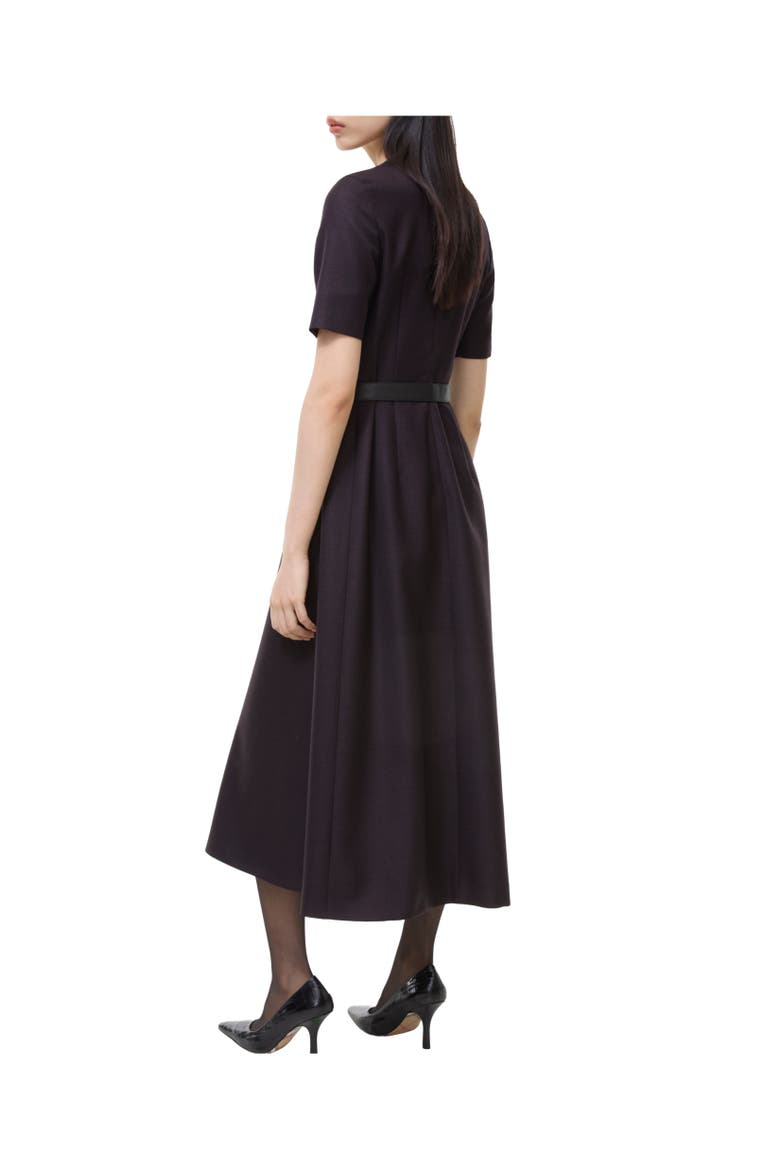 Belted Check Wool Dress, Alternate, color, Dark pelt brown