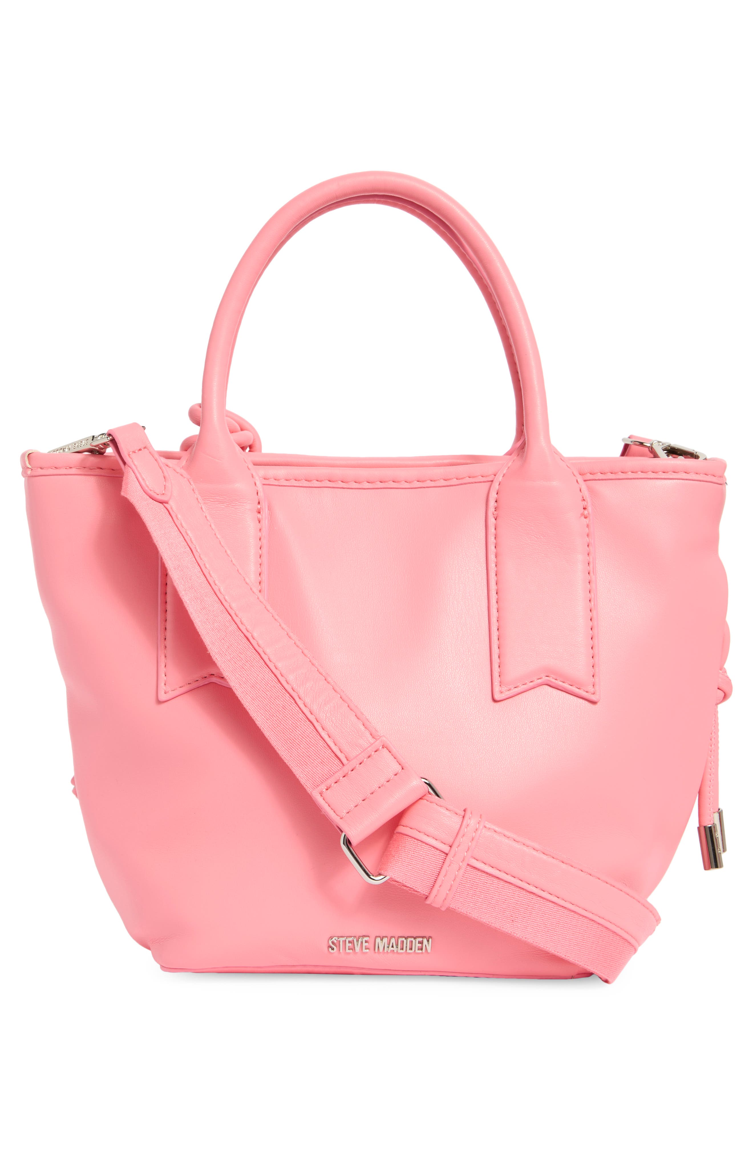 Steve Madden Bgene Woven Satchel Bag, Alternate, color, Thrift Pink