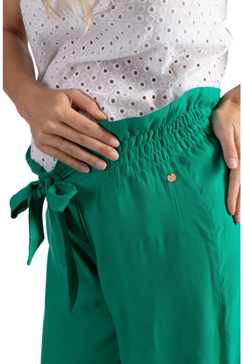 Sahel Smocked Twill Maternity Pants, Alternate, color, GREEN