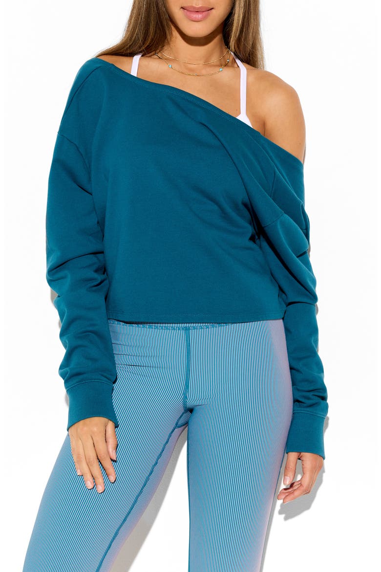 Mystic Multifit Cotton Blend Sweatshirt, Alternate, color, BLUE LAGOON