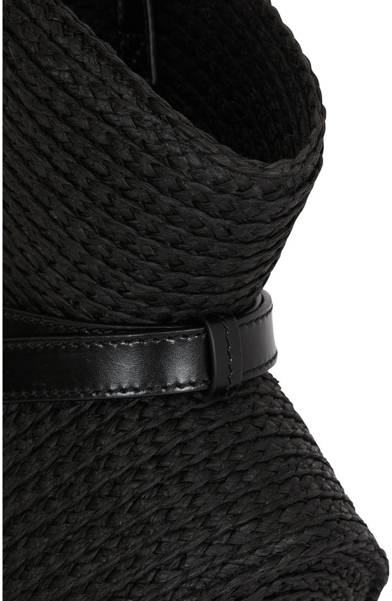 Balmain Shuffle Medium bag in calfskin leather and raffia, Alternate, color, Black