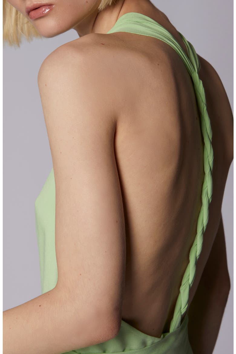 Alejandra Halter Silk Maxi Dress, Alternate, color, PISTACHIO GREEN