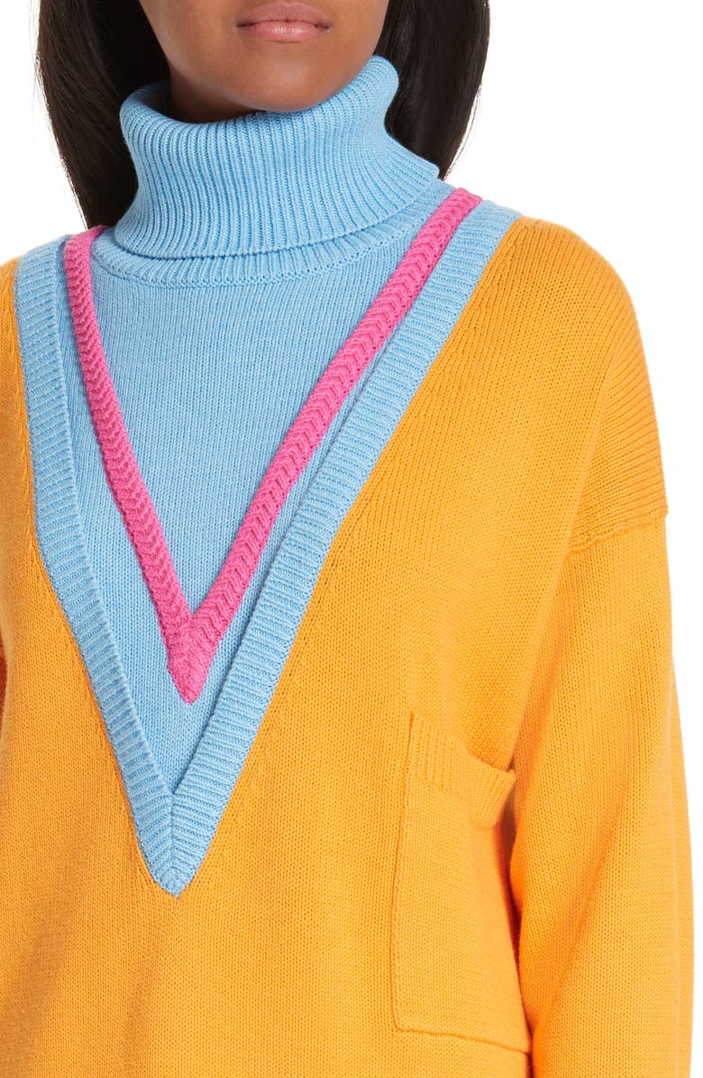 Victor Glemaud Layered Cotton & Cashmere Turtleneck Sweater, Alternate, color, 