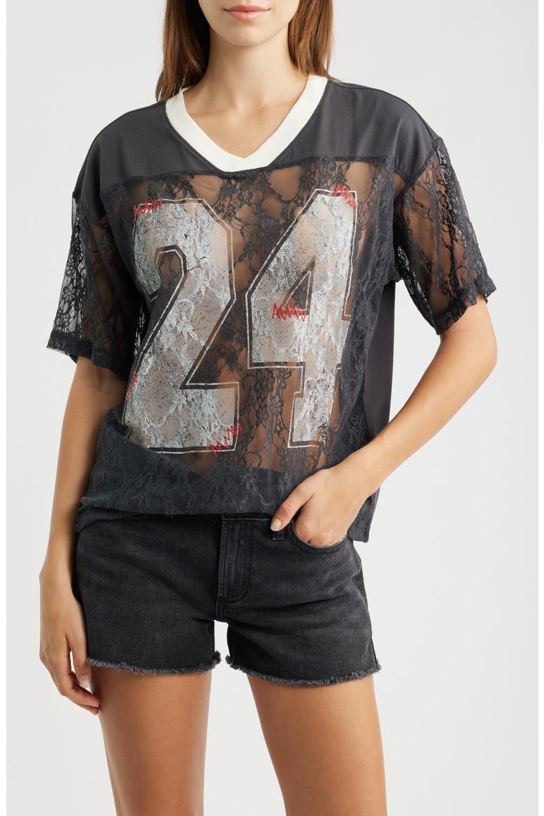 Graphic Lace Football T-Shirt, Main, color, PHANTOM