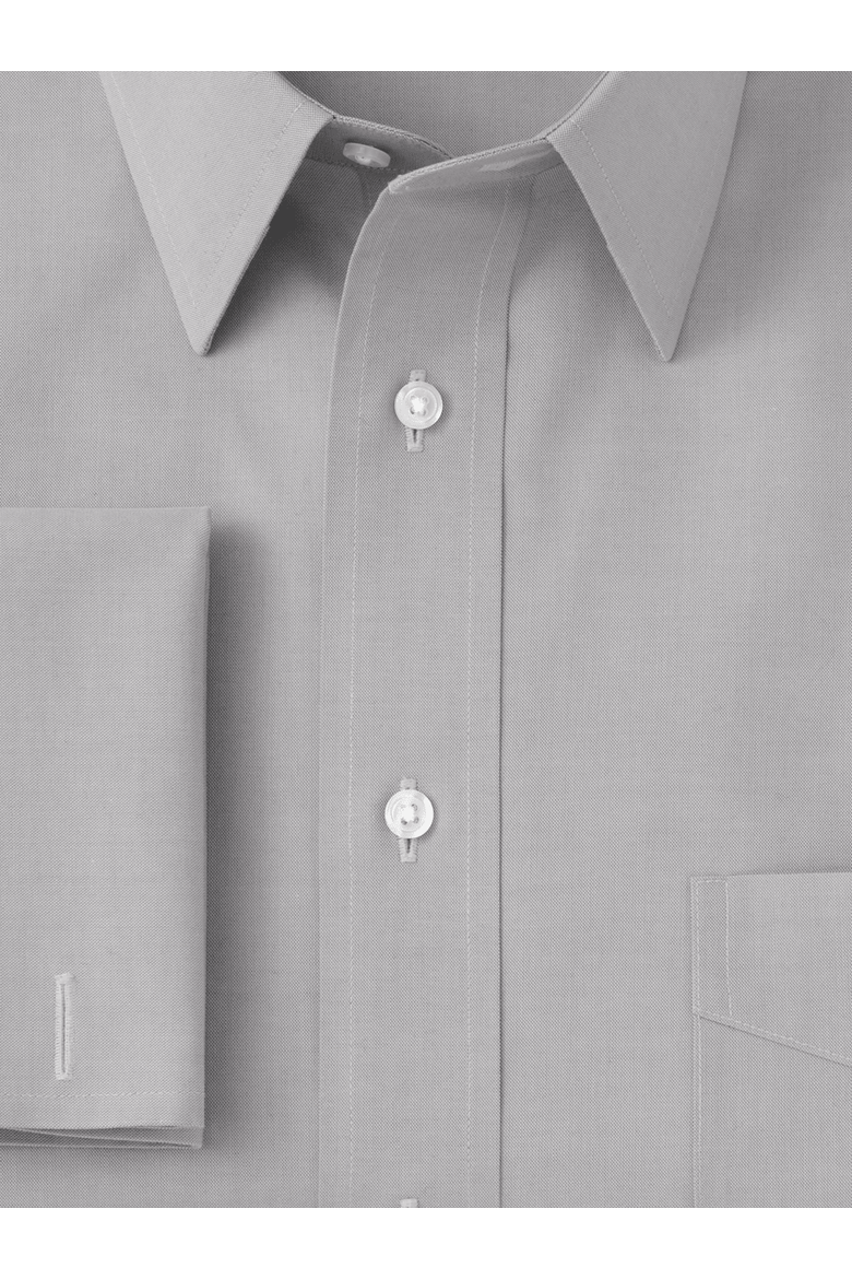 Non-iron Cotton Pinpoint Solid Point Collar French Cuff Dress Shirt, Alternate, color, Grey