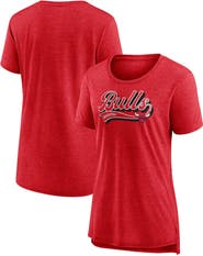 FANATICS Women's Fanatics Branded Heather Red Chicago Bulls League Leader Tri-Blend T-Shirt