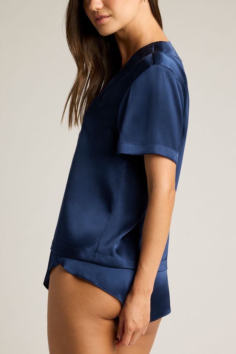 Eclipse Washable Silk V-Top, Alternate, color, Navy
