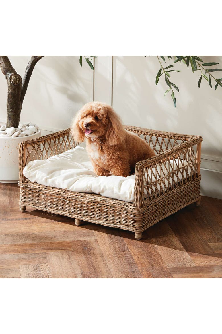Normandy Handwoven Raised Pet Bed 24" x 27.25", Alternate, color, Brown