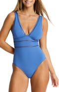 Sea Level Spliced Plunge One-Piece
