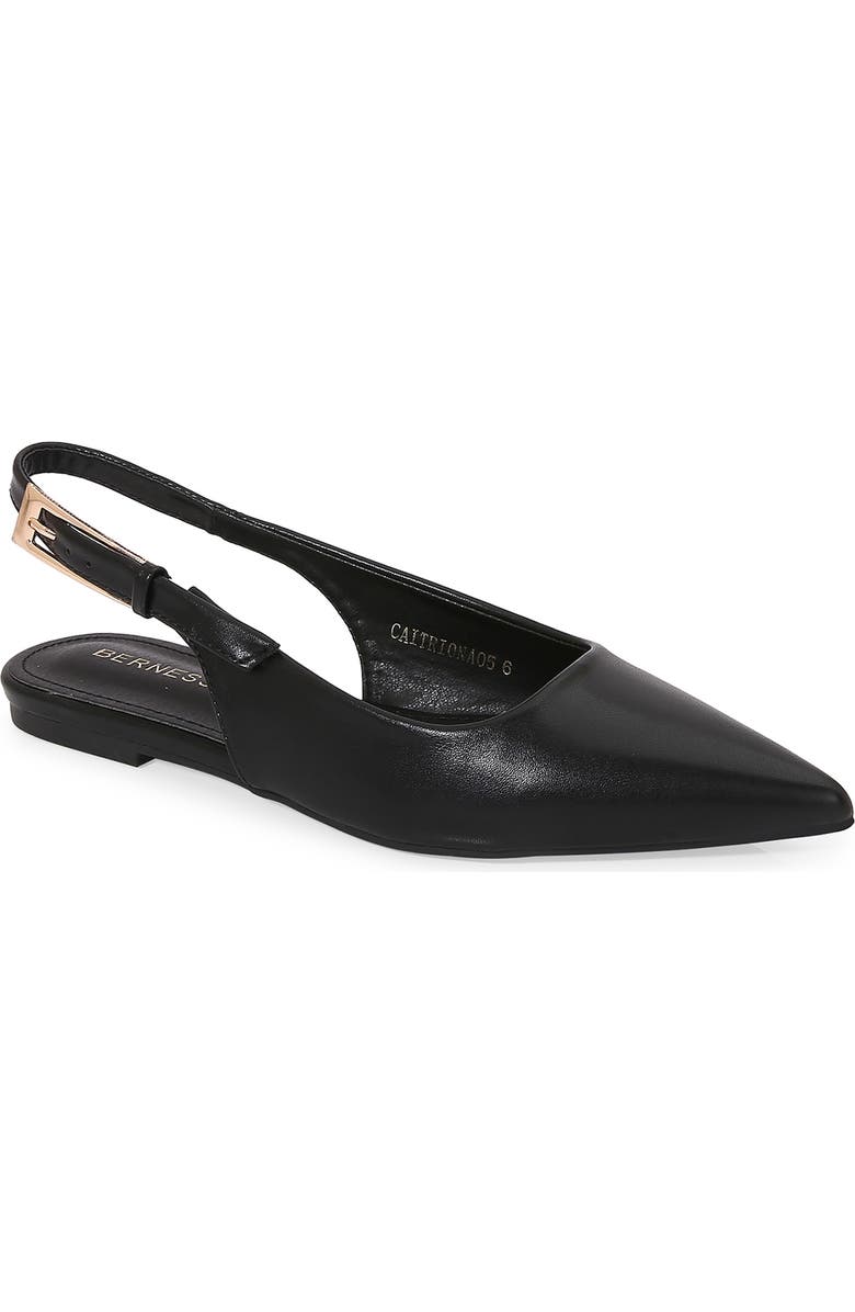 BERNESS Caitriona Pointed Toe Slingback Flat, Main, color, Black Lea