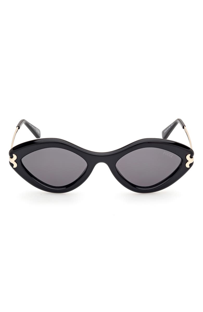 Emilio Pucci Geometric 54mm Sunglasses, Main, color, Shiny Black / Smoke