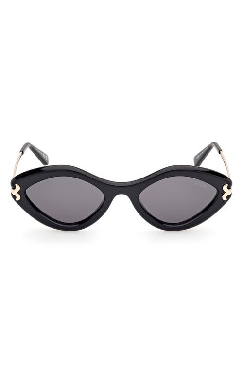 Pucci Logo Acetate & Metal Oval Sunglasses In Black