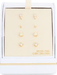 NORDSTROM RACK Set of 4 Cubic Zirconia Square Stud Earrings