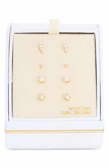 NORDSTROM RACK Set of 4 Cubic Zirconia Square Stud Earrings