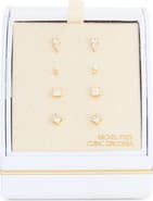 NORDSTROM RACK Set of 4 Cubic Zirconia Square Stud Earrings