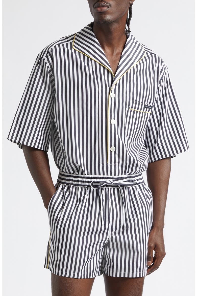Stripe Cotton & Silk Poplin Pajama Shirt, Main, color, S8057 RIGATO