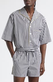 Dolce&Gabbana Stripe Cotton & Silk Poplin Pajama Shirt