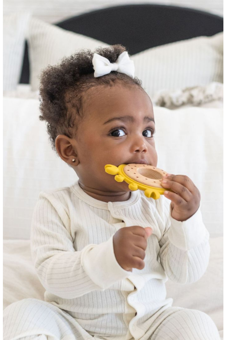 Silicone & Wood Baby Teethers, Alternate, color, Yellow Crab