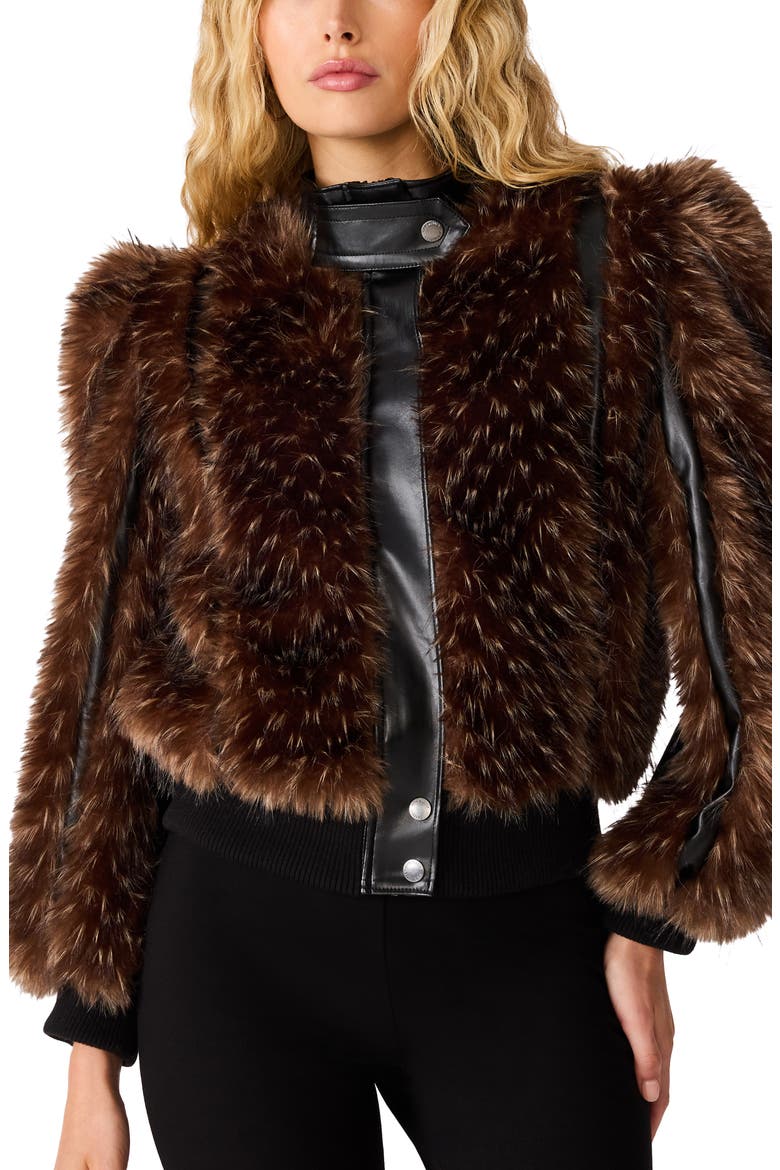 Pru Faux Fur Jacket, Main, color, FADED BLACK