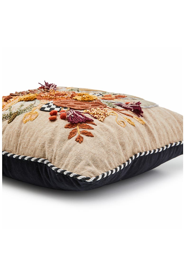 Autumn Frost Beaded Pumpkin Throw Pillow, Alternate, color, BEIGE