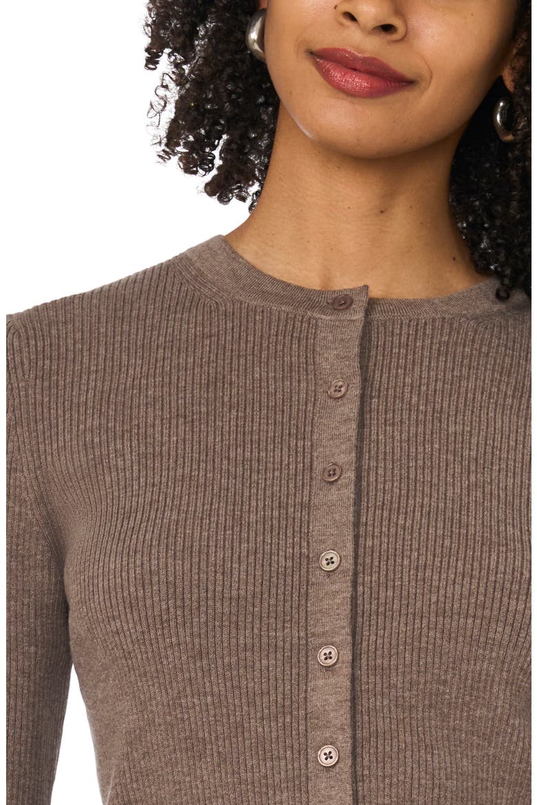 Ribbed Button Front Cardigan, Alternate, color, COOL TAUPE