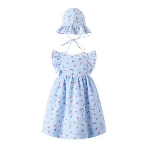 Gingham Floral Sundress & Hat (Baby)
