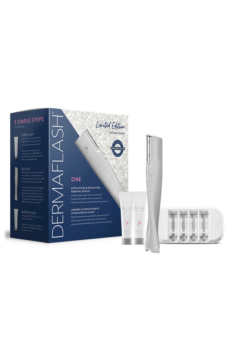 DERMAFLASH ONE Glitter Exfoliation & Peach Fuzz Removal Device, Main, color, 