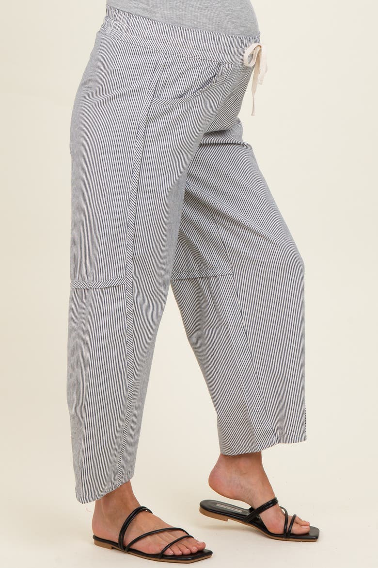 White Striped Relaxed Fit Pants, Alternate, color, White