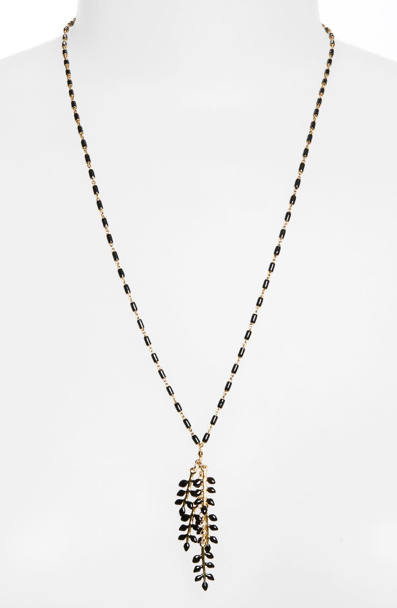 Isabel Marant Long Pendant Necklace, Main, color, Black