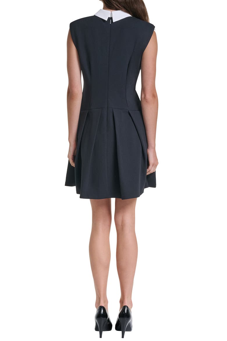 Contrast Detail Scuba Crepe A-Line Minidress, Alternate, color, BLACK/ SOFT WHITE