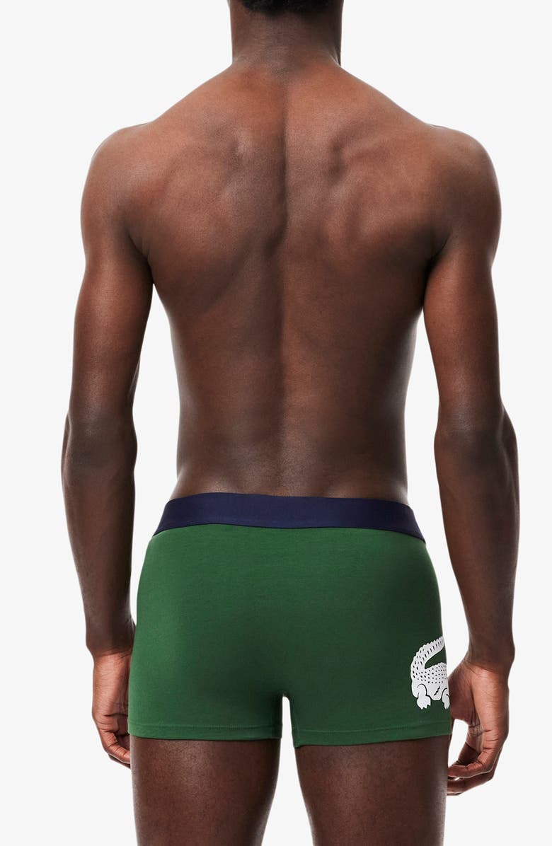 Lacoste 3-Pack Stretch Cotton Trunks, Alternate, color, Thyme/ Navy Blue/ White