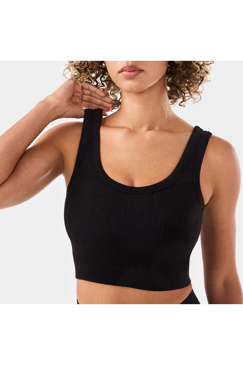 Seamless Vibe Rib Bra, Alternate, color, EBONY