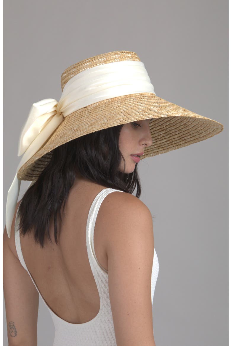 Mirabel Bow Straw Sun Hat, Alternate, color, NATURAL