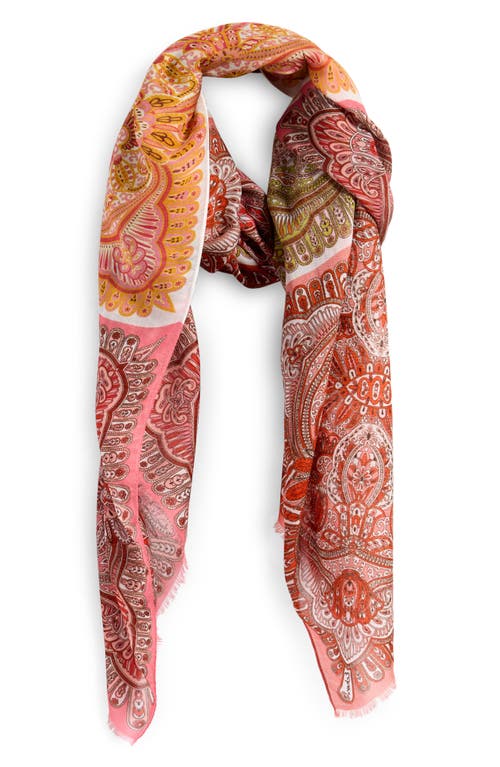 Echo Patchwork Tile Scarf In Guava