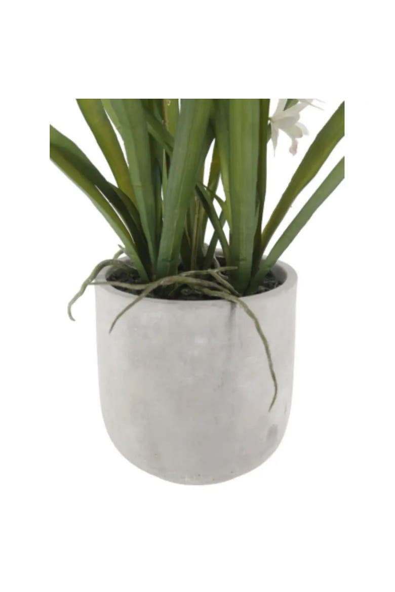 20.5" Artificial White Orchid in Stone-Grey Vanda Pot, Alternate, color, White