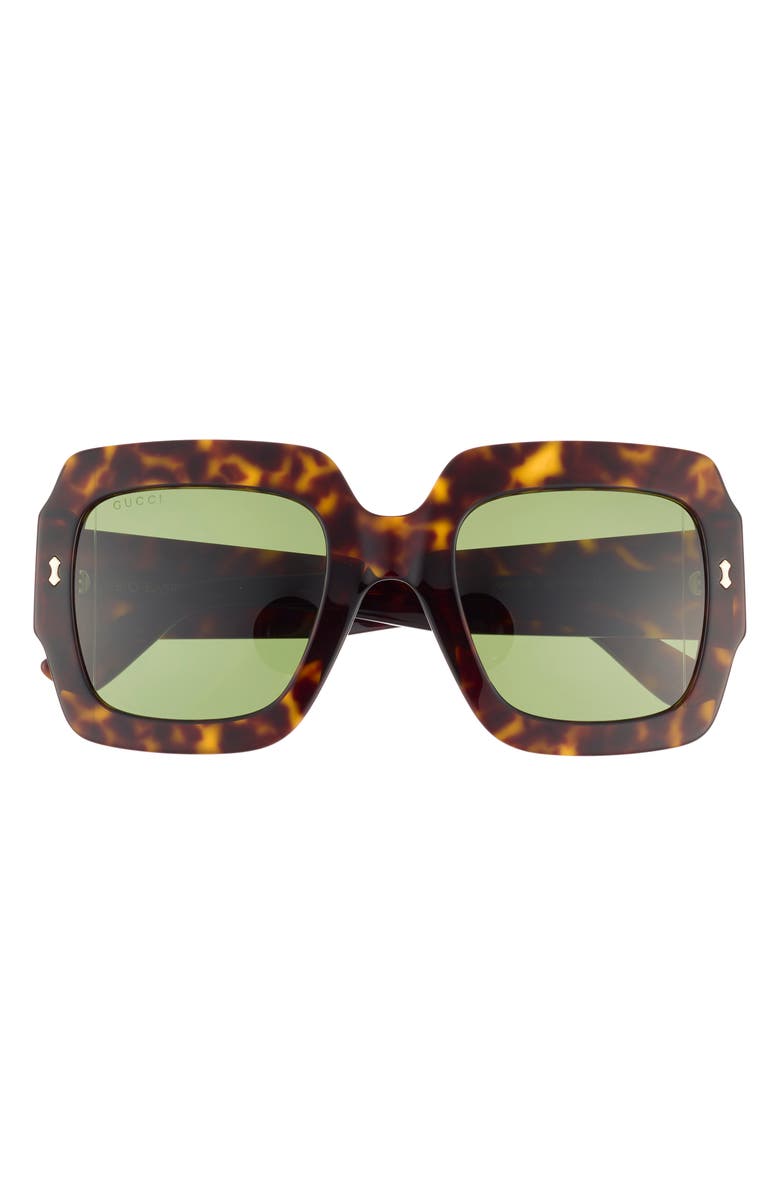 Gucci 53mm Square Sunglasses, Main, color, Havana Havana Green