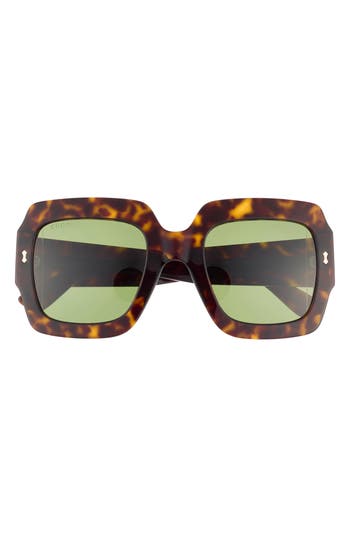 Gucci 53mm Square Sunglasses In Havana Havana Green
