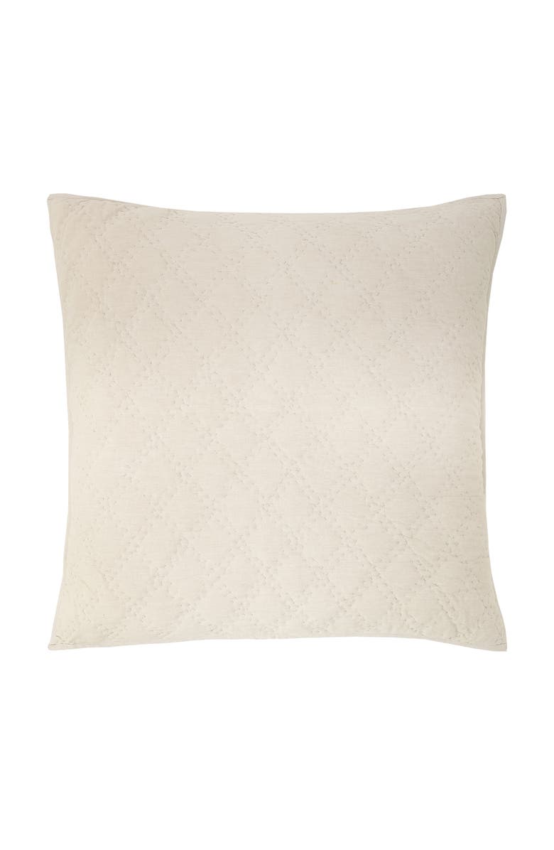 ELISABETH YORK 26" x 26" Sutton Natural Cotton Euro Sham - Machine Washable, Main, color, Brown