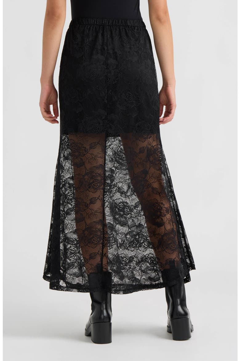 Lace Flare Maxi Skirt, Alternate, color, BLACK