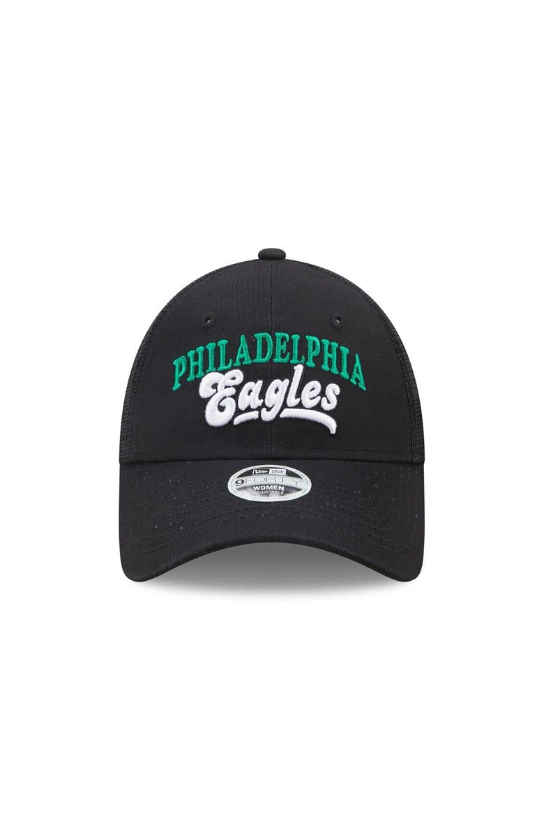 New Era Women's New Era   Black Philadelphia Eagles Team Trucker 9FORTY Snapback Hat, Alternate, color, 