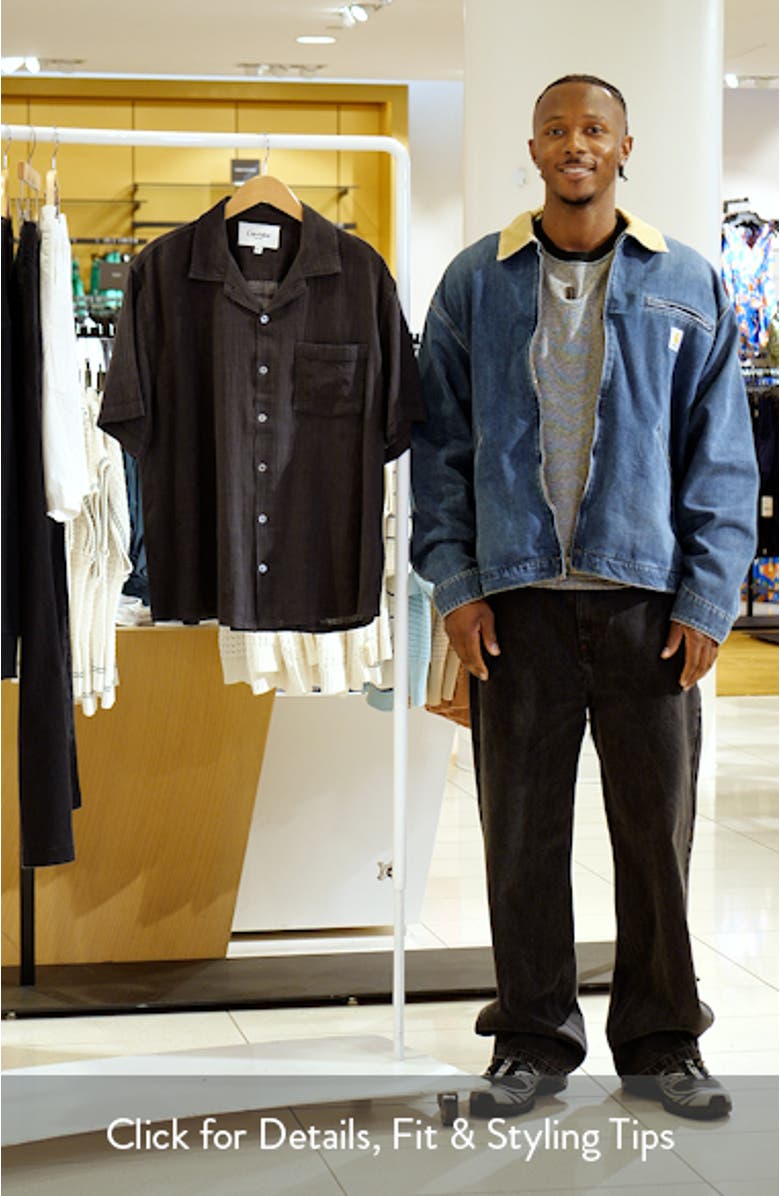 Washed Dobby Check Cotton Seersucker Camp Shirt, sales video thumbnail