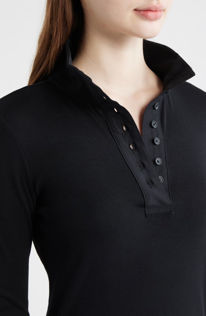 Mavi Jeans Half Button Turtleneck Cotton Top, Alternate, color, Black