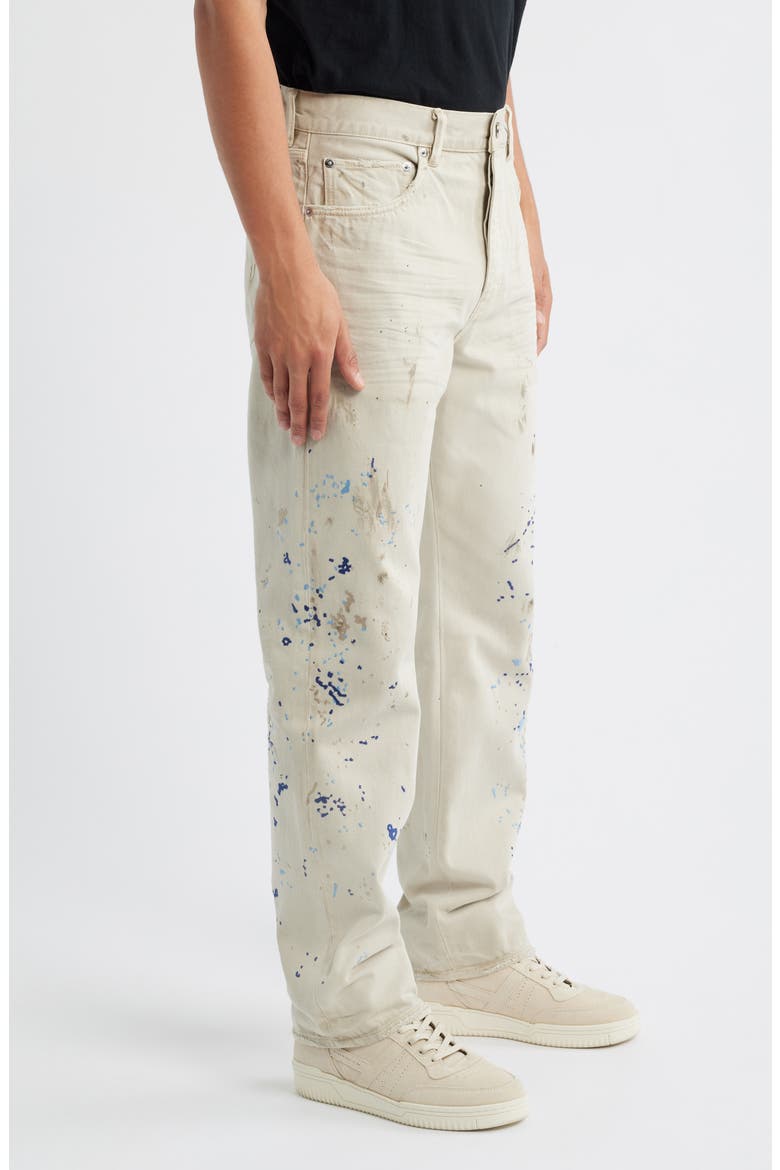 Double Paint Embroidered Straight Leg Jeans, Alternate, color, KHAKI