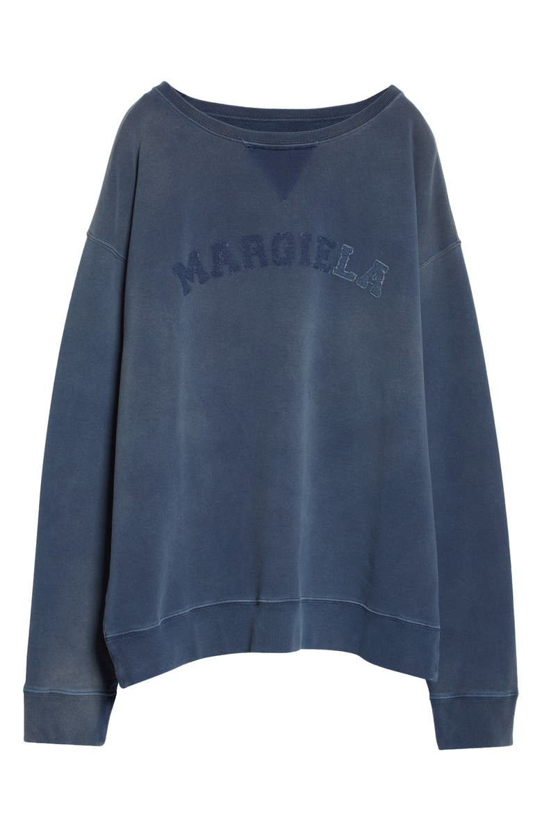 Maison Margiela Distressed Appliqué Logo Cotton Sweatshirt, Alternate, color,