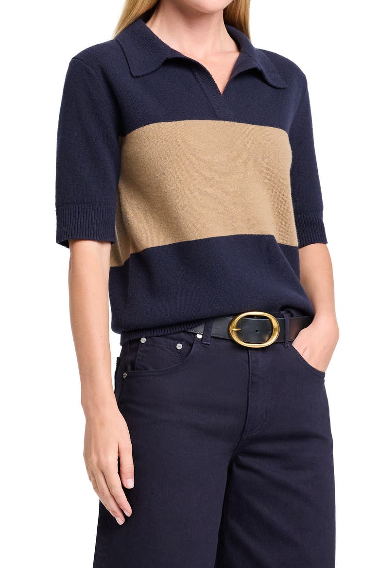 Slightly Oversized Polo, Alternate, color, BLUEBERRY / ERMINE
