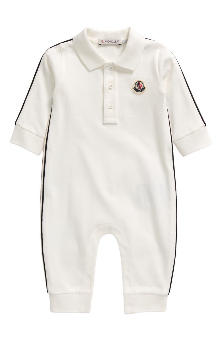 Moncler Stretch Cotton Piqué Knit Polo Romper, Main, color, 